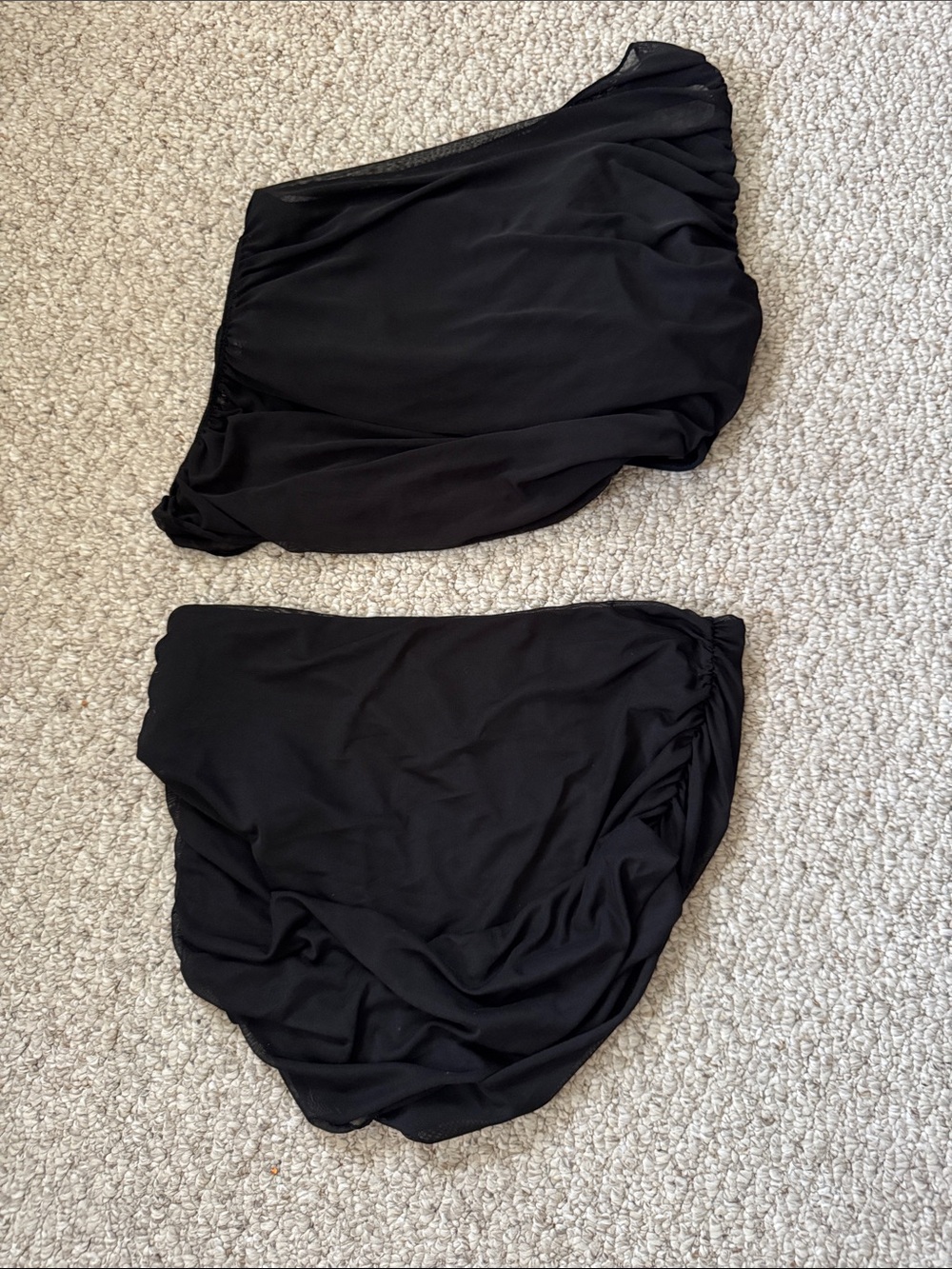 Black Swimsuit Set - Pair of High-Cut Bikini Briefs and one shoulder top